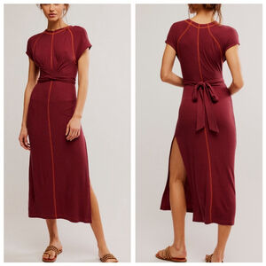 NWT Free People Sunni Midi Dress in Wild Ginger Size M